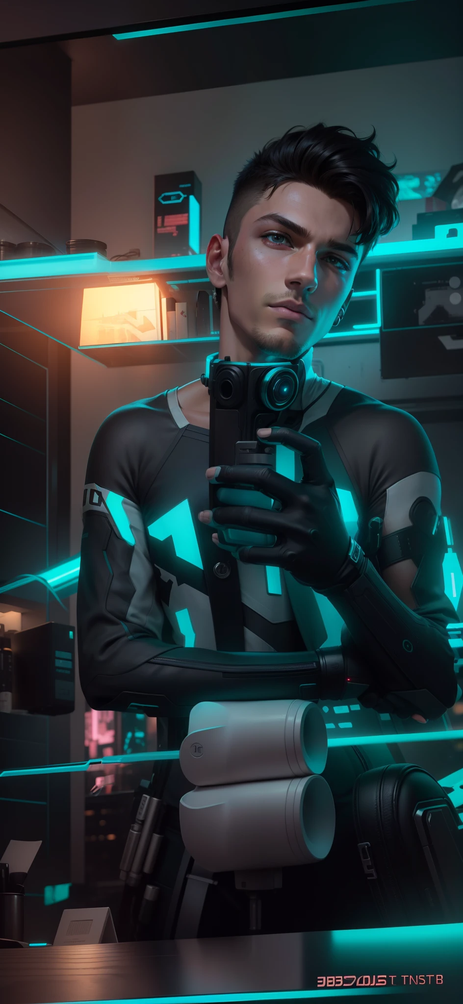 Change background, cyberpunk handsome boy, realistic, neon, 4k ultra realistic