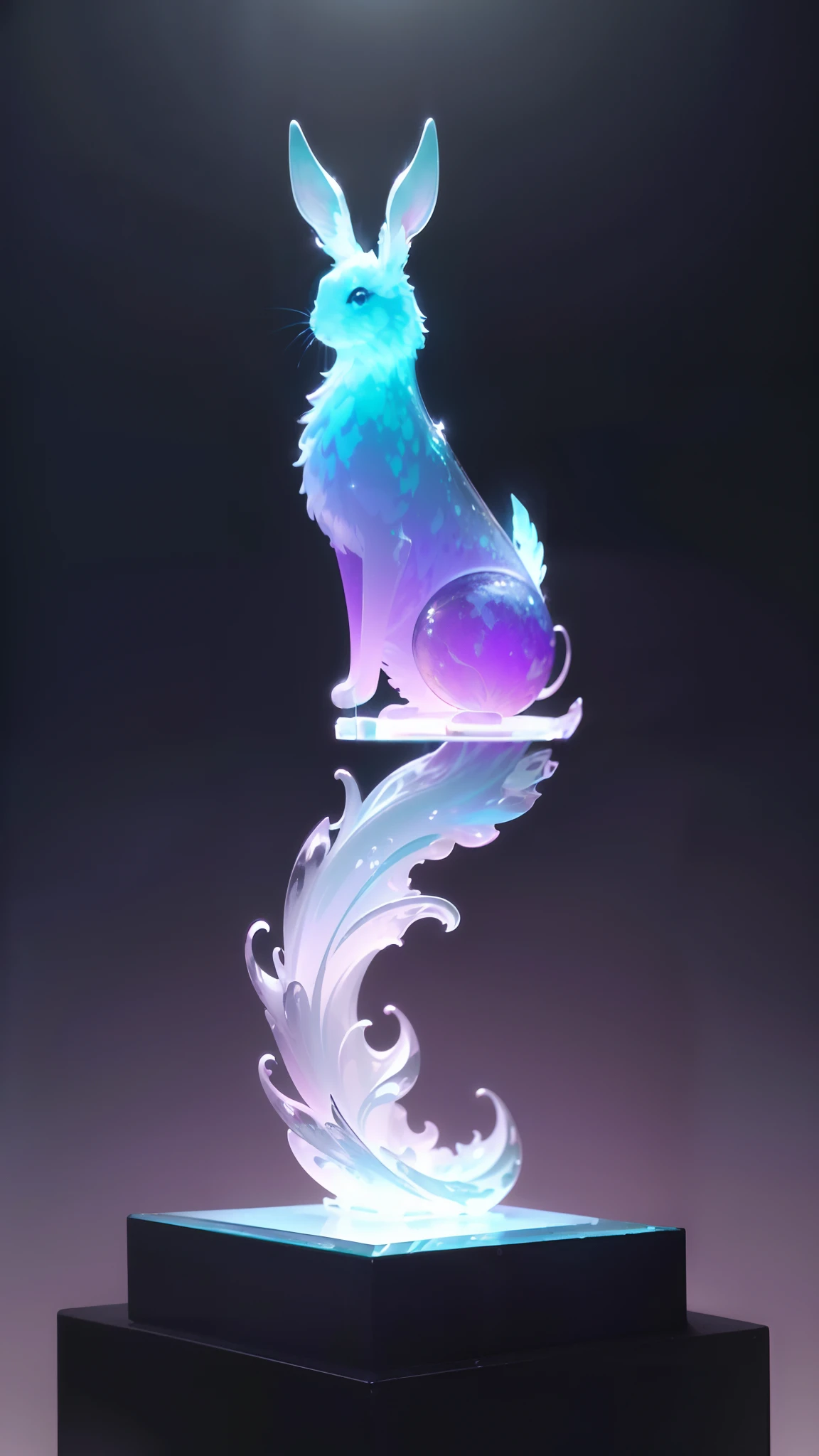 (Best quality,4K,8K,A high resolution,Masterpiece:1.2),Ultra-detailed,(Realistic,Photorealistic,photo-realistic:1.37),(Glass artwork statue,Pure transparent colorless plastic:2,crystal-clear,Transparent rabbit statue),独奏,Impeccable white light source,Ray traching,Precise refraction and reflection,Contrast brightness,((((Monochromatic,gradient backgrounds))))