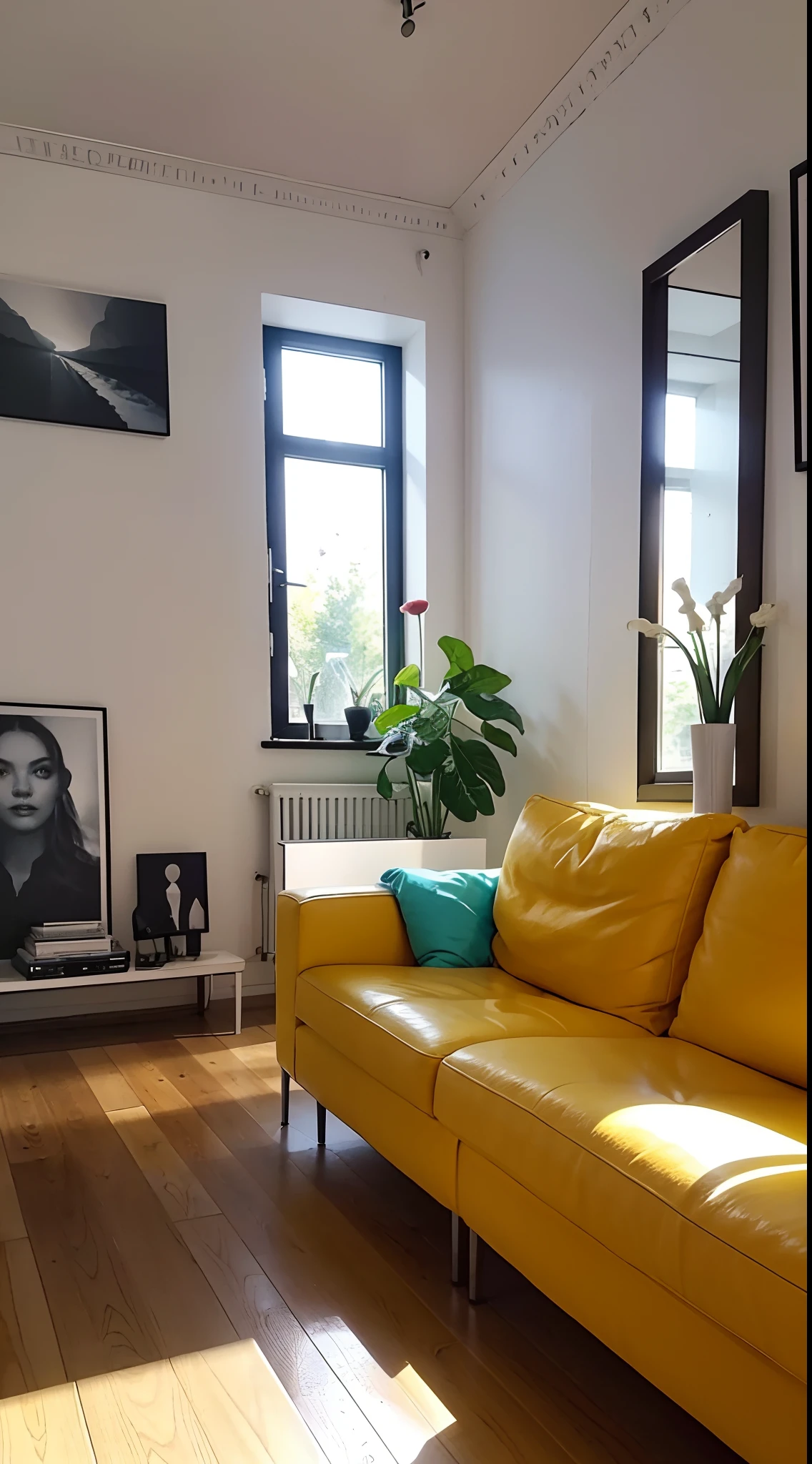 tmasterpiece,best qualtiy,((best qualtiy)),(tmasterpiece),(realisticlying)(Bright colors:1.2),symetrical composition,No Man,Nordic décor living room,Fundo sala de estar