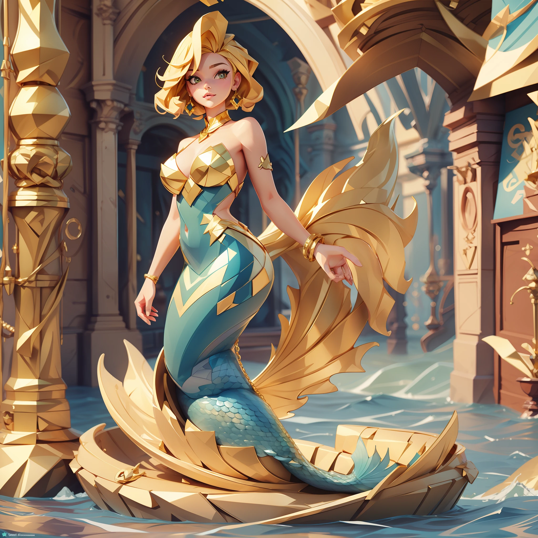 Nami League of Legends FAN ART Portrait of VI, pink hair, short blonde horns, elegant, digital painting, concept art, smooth, sharp focus, illustration, from Metal Gear, by Ruan Jia and Mandy Jurgens and William-Adolphe Bouguereau, Artgerm