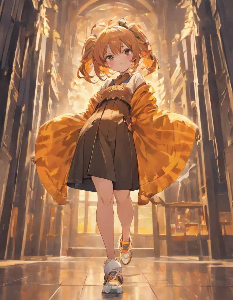 Costume planning theme autumn and winter return to dust,Style: Urban simplicity, Old money style, Reference brand TEME 2023. Moya Seoul 2023 colors: Peach, Amber brown, Orange-yellow details: The top is smart,Casual culottes with loose straps,White shirt material: linen, Cotton, Silk, fleece, Full body front design