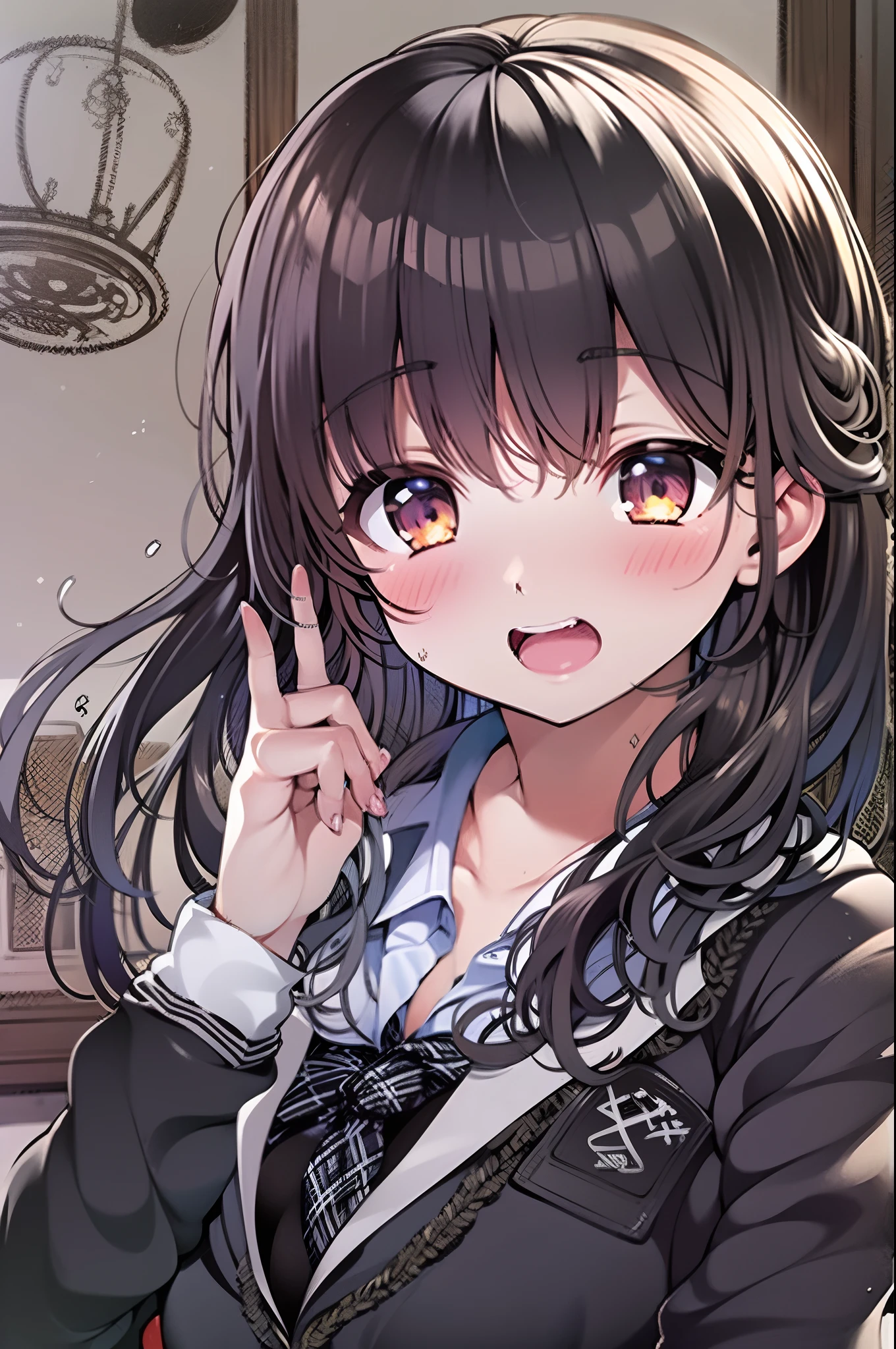 (masutepiece,newest,exceptional:1.2),1girl in,Black school uniform,crass room,