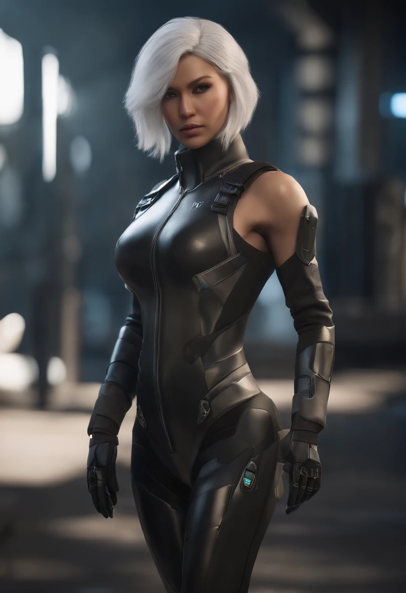 best qualtiy,hightquality,Hyper-detailing,textured skint,detail,awardwinning，。.。.3D, A beautiful cyberpunk female image,Battle Garment，White-haired Chang Chan，nffsw（HighDynamicRange）,Ray traching,NVIDIA RTX,Hyper-Resolution,Unreal 5,Subsurface scattering、PBR Texture、post processed、Anisotropy Filtering、depth of fields、maximum definition and sharpness、multi-layer texture、Albedo e mapas Speculares、Surface Coloring、Accurate simulation octane rendering of light-material interactions、Two-colored light、Large aperture、Low ISO、White Balance、The Rule of Thirds、8K raw data、blackstockings