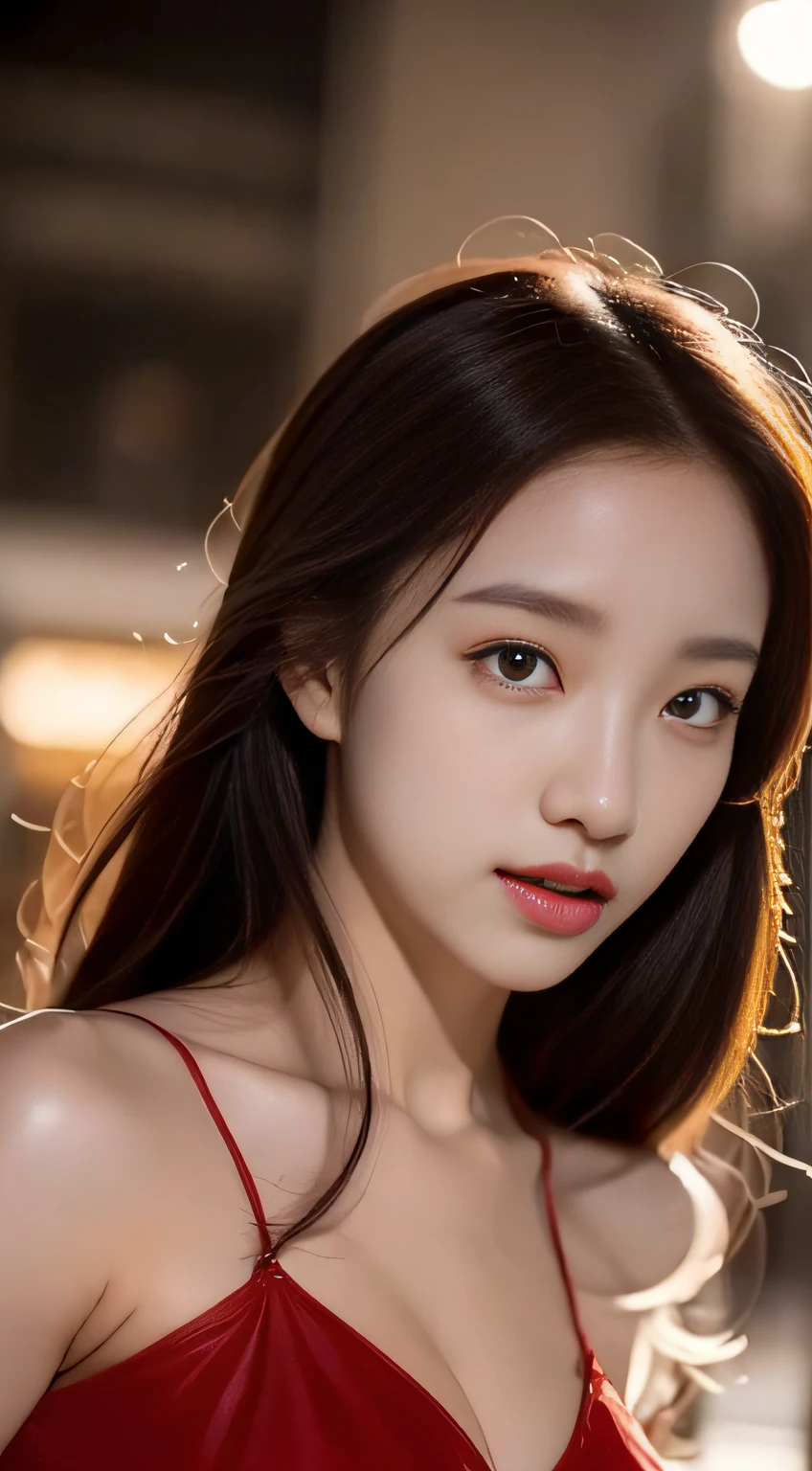 top-quality。8K-Picture。Ultra-high pixel。The background is the city at night。girl with。hair is long and slightly wavy,,,,,,,,,,,,,,,,,,,,,,,,,,,,,,,,,,,,,,,,,,,,,,,,,,,,,,,,,,,,,,,,,,,,,,,,,,,,,,,,,,,,,,,,,,,,,,,,,,,,,,,,,,,,,,,,,,,,,,,,,,,,,,。The color is dark brown。Glamour style、(((huge-breasted:1.8)))。wearing red dress、Photos dancing brilliantly。Delicate finish overall。The body line is gorgeous。legs are long、Wear red high heels。((Hair shines like a reflection of the street。The eyeball reflects the surrounding landscape。The skin is wet with night dew))。Almost perfect woman。((time々In close-up of the upper body))。The second highlighted part々I want you to express it in close-ups。(((Extra Big Beauty:1.8)))。