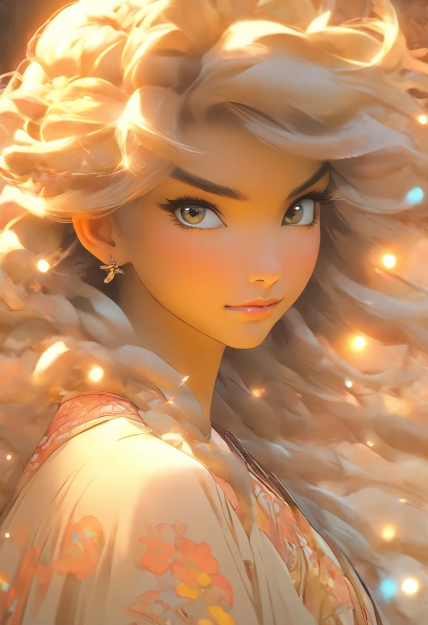 masterpiece、top-quality、hight resolution、High-quality images、8K、Silver metallic、grayscales、skin gloss、Texture of skin and clothing、detaileds、portlate、Detailed eye expression、Lustrous hair、poneyTail、Braided hair、full body Esbian、dong、spear、evening primrose、by mucha、