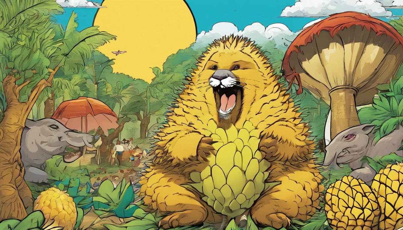 Many type of animal gather and worship durian fruit