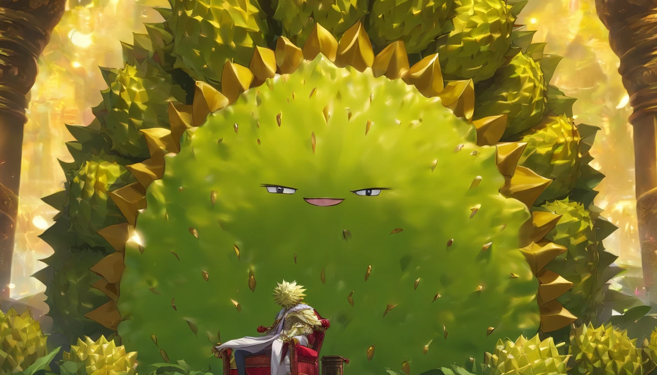Durian fruit on a throne