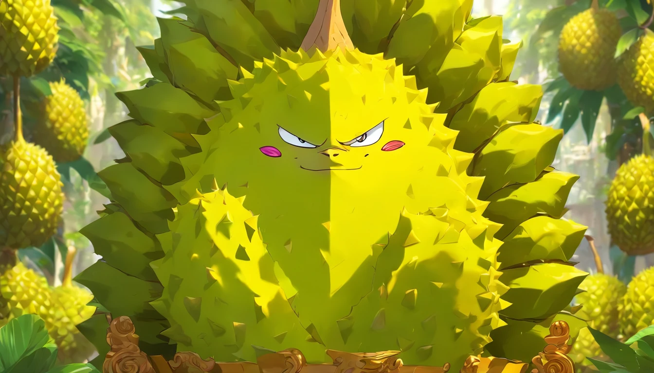 Durian fruit on a throne