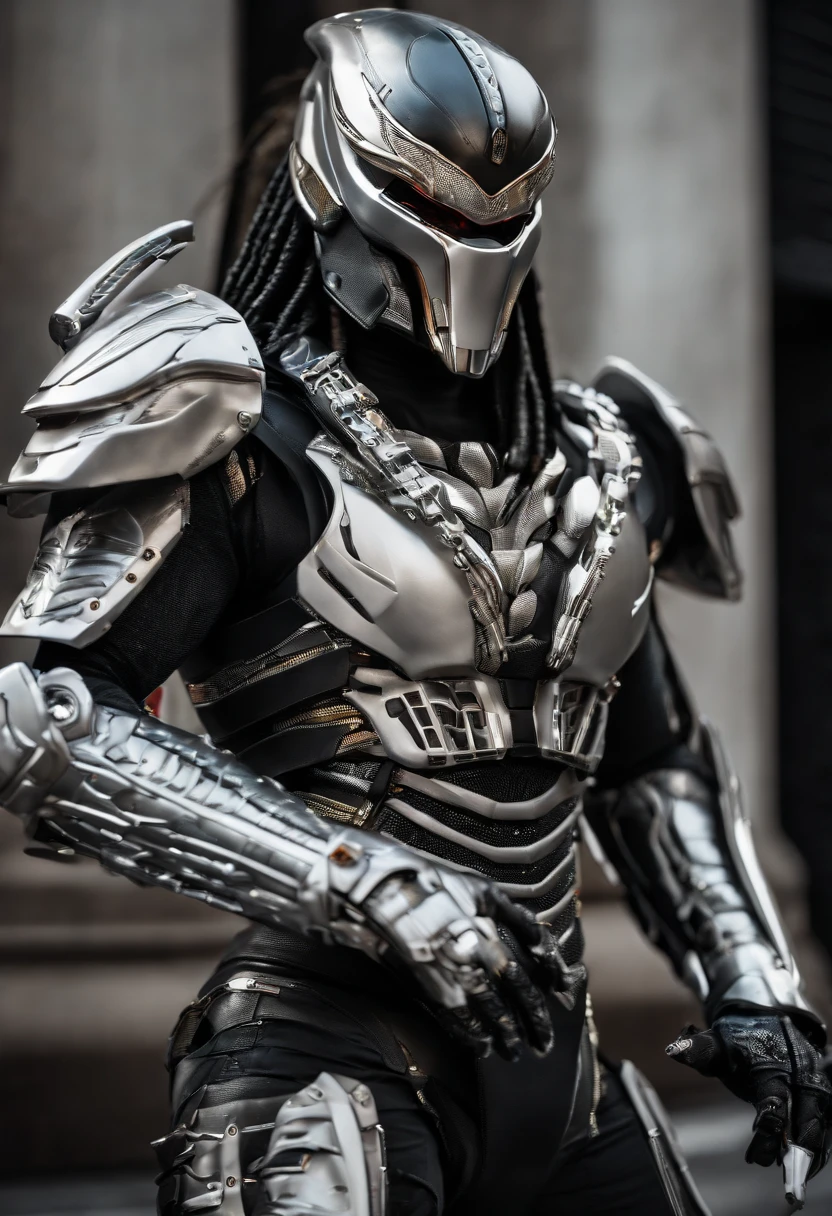 Predator，cyber punk perssonage，Silver-white armor