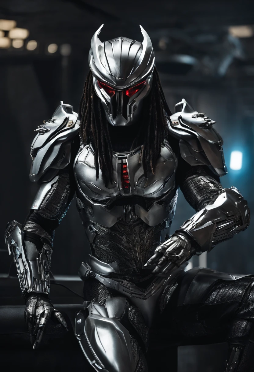 Predator，cyber punk perssonage，Silver-white armor