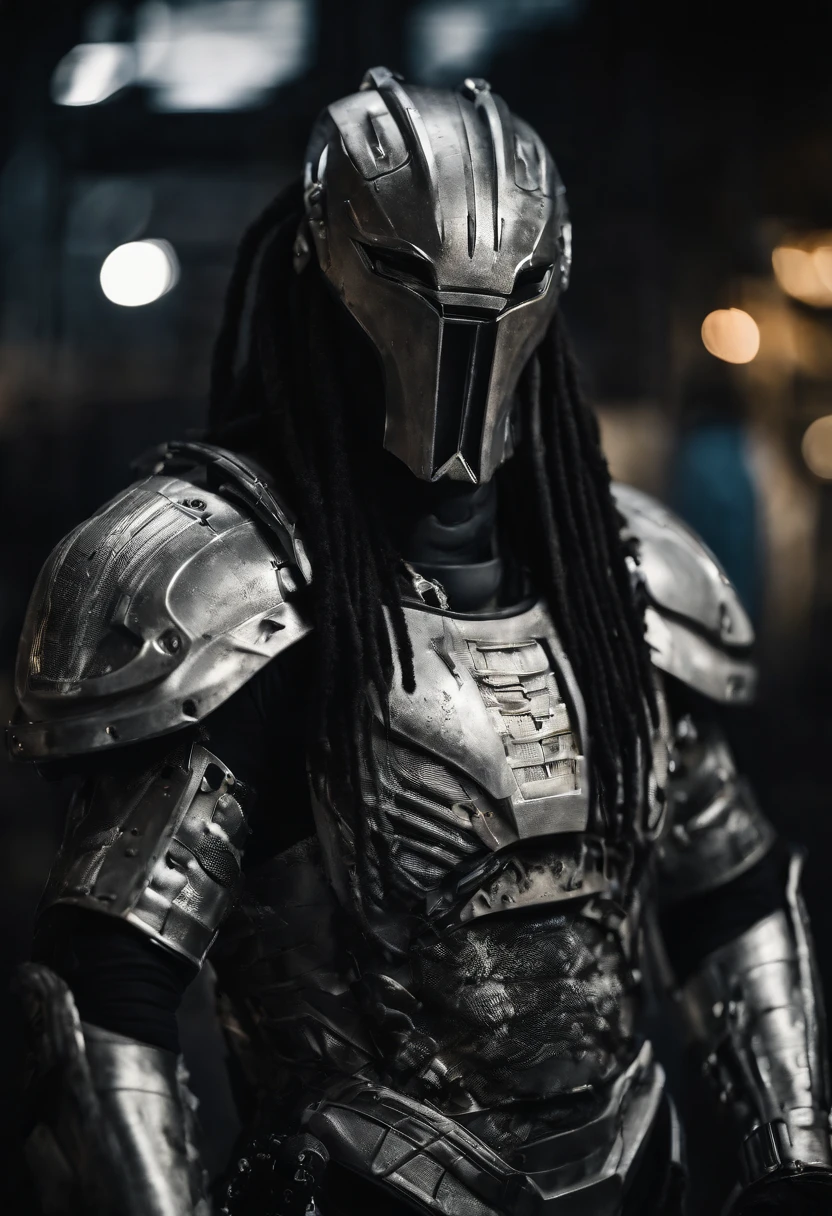 Predator,cyber punk perssonage,Silver-white armor,high - tech