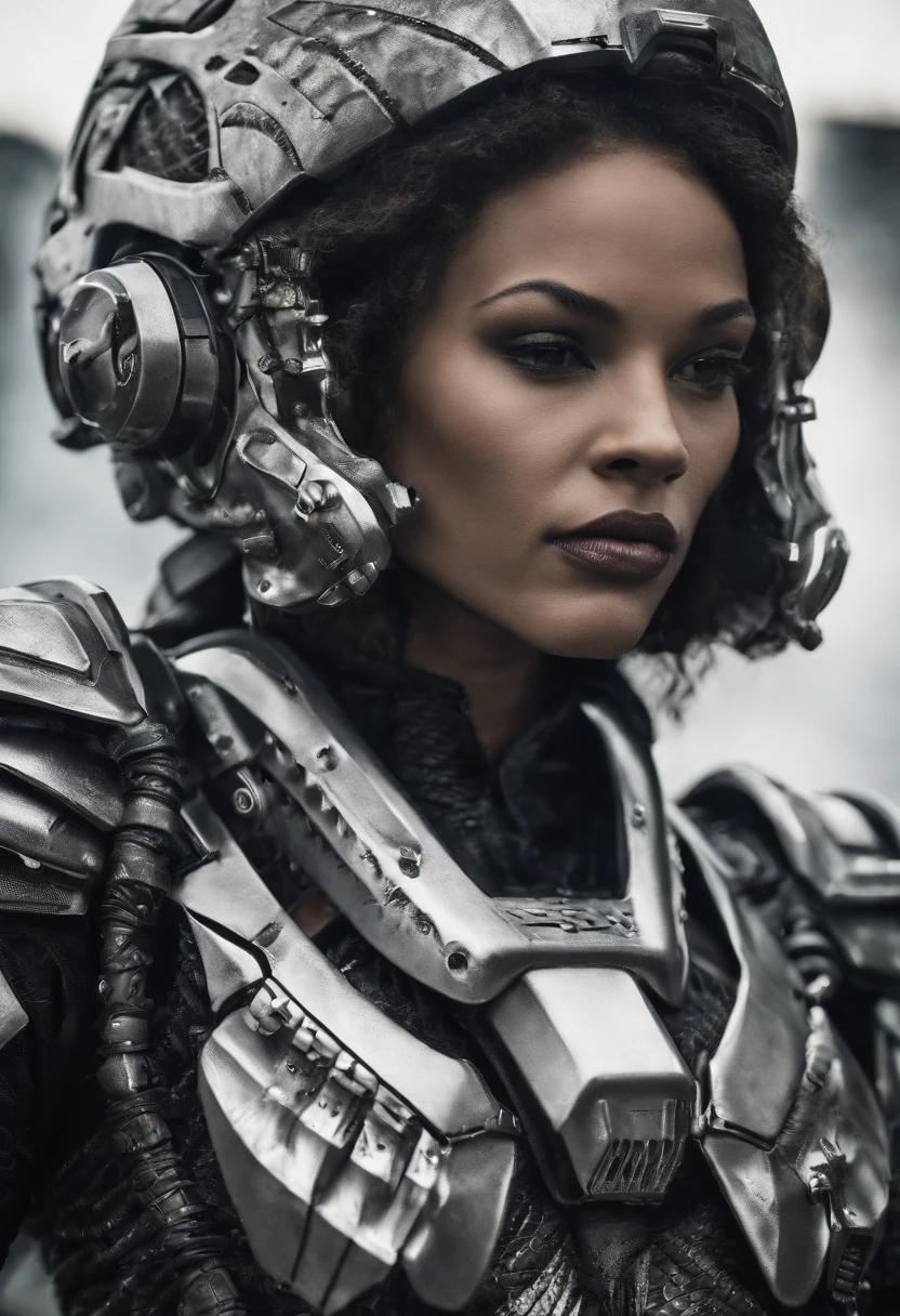 Predator，cyber punk perssonage，Silver-white armor，high - tech