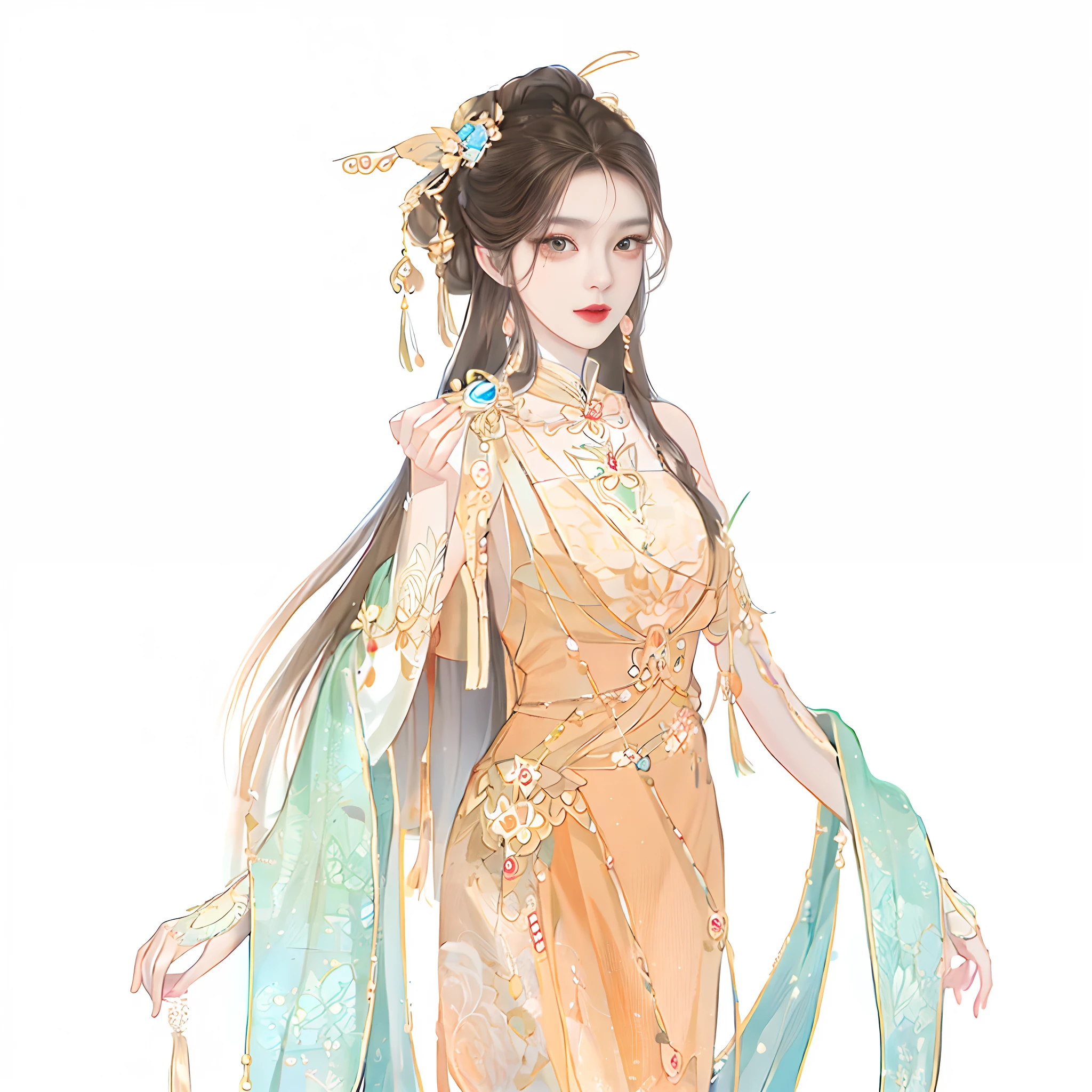 oriental girl,Works of masters,Best picture quality,Higher quality,high detal, 超高分辨率, 8K分辨率, depth of fields, cinematic photogtaphy, intricately details, carefully, meticuloso, glorious, max detail, extreme beautiful, (((1girll, 独奏))), 18yr old, long whitr hair, brunette color hair, white skinned, A picture, tmasterpiece, (Best picture quality), Higher quality, high detal, 超高分辨率, in a panoramic view, Exquisite facial features, s the perfect face