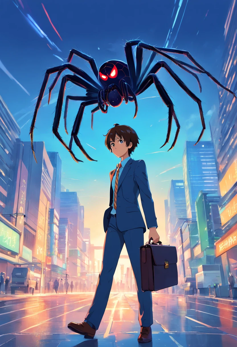 Lawyer spider with briefcase in hand