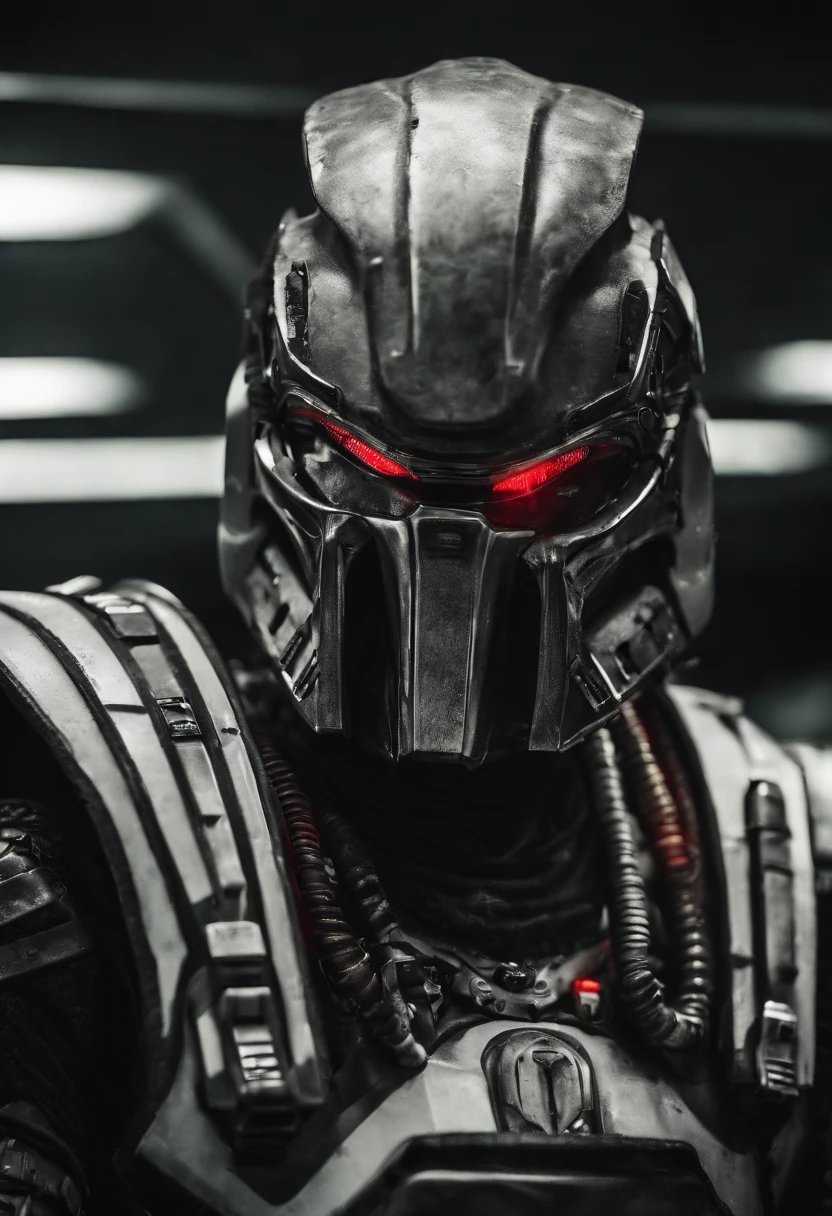 Predator,cyber punk perssonage,Silver-white armor,high-tech weapon