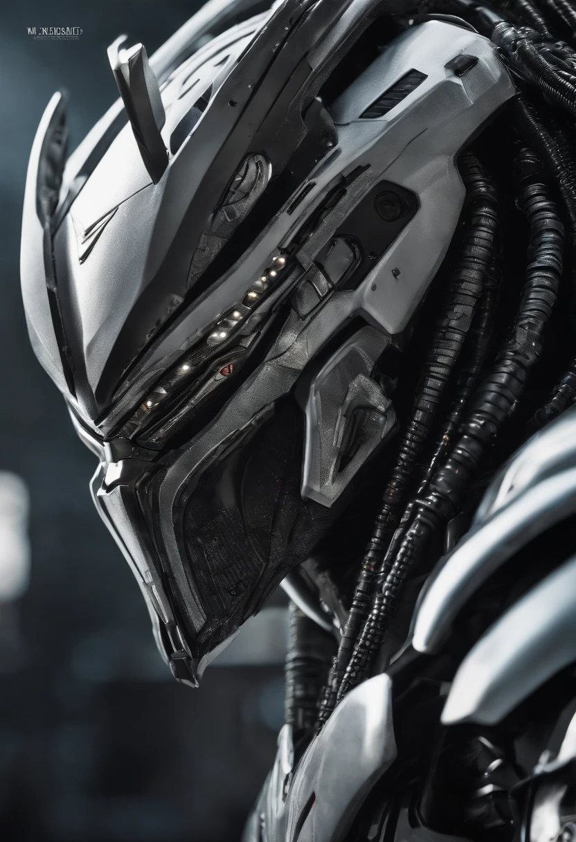 Predator,cyber punk perssonage,Silver-white armor,high-tech weapon