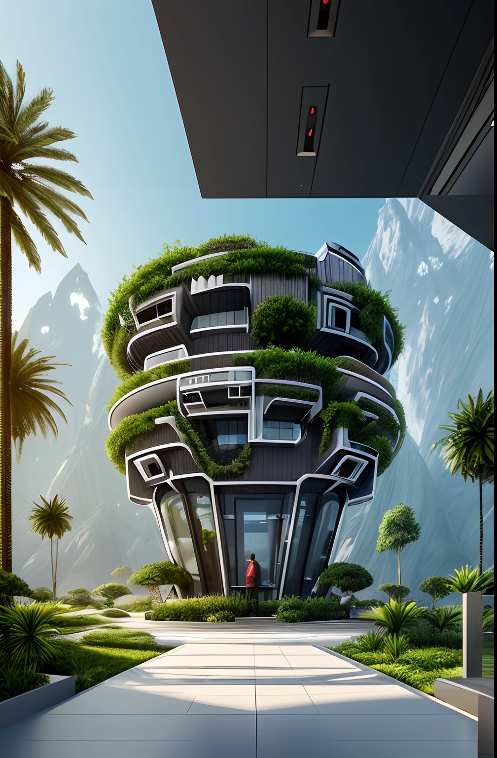 House of ant and cordyceps in a futuristic style