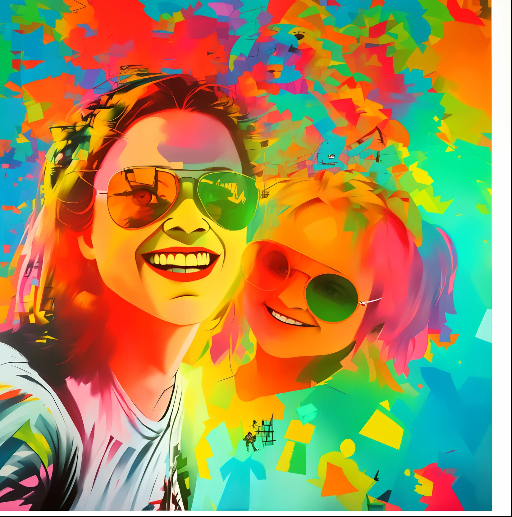 ( MOTHER IS SMILE DAUGHTER),(melhor pose),(best angle), (better expression), Eduardo Kobra acolchoamento ,multidimensional geometric wall PORTRAIT, arte, Chibi,Yang08k, lindo, Colouring,