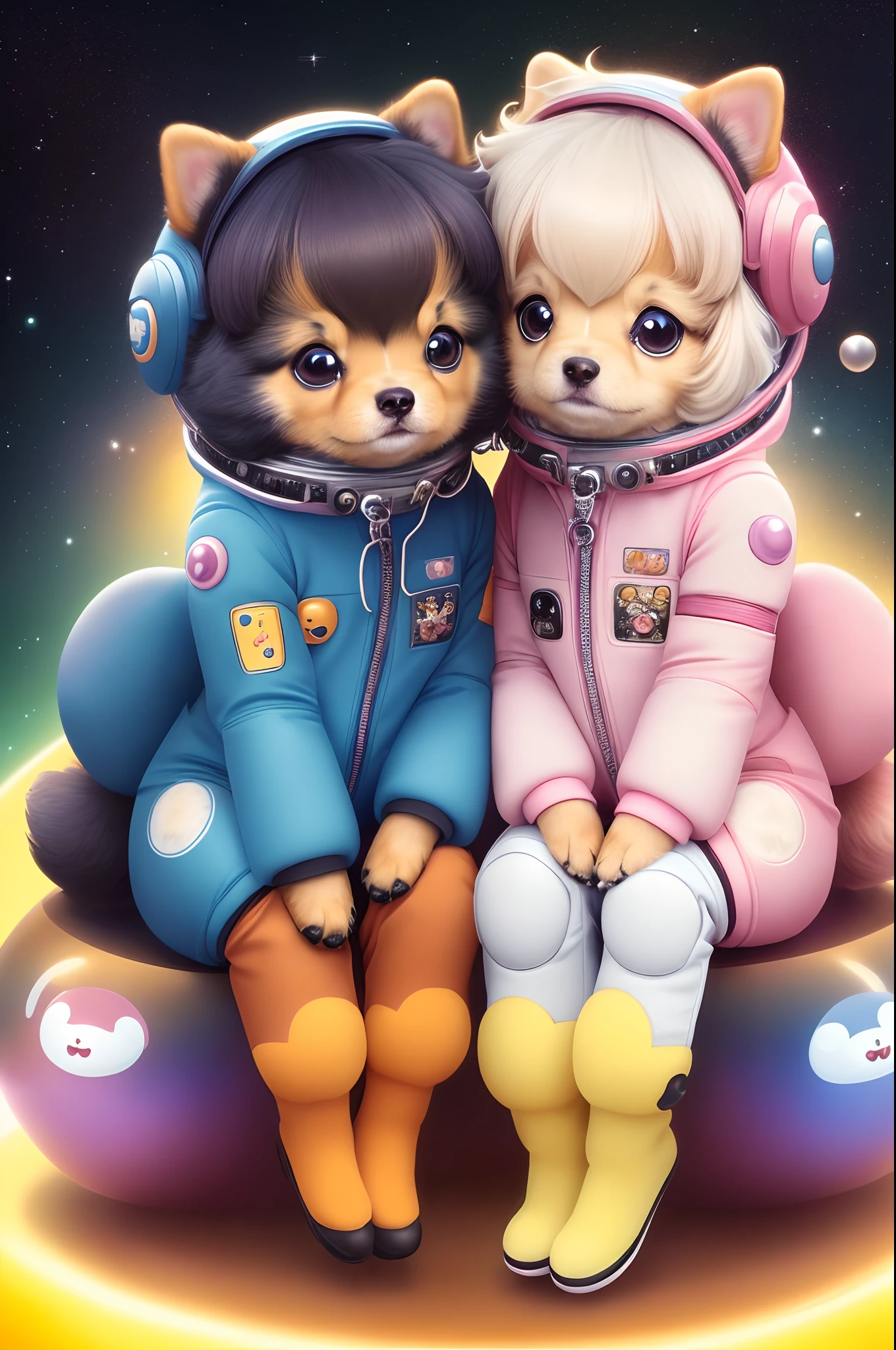 of puppys sitting on top of each other with space suit, cute puppy, cute detailed artwork, kawaii puppy, cute digital art, cute detailed digital art, lovely and cute, cute artwork, anime visual of a cute puppy, anime puppy, cute anime, cute and lovely, cute cartoon, cute illustration, puppy design, cute animals, cute and adorable, no background, and PNG file,, cute animals, cute and adorable, no background, and PNG file, 2D image, 4K quality, 2D drawing anime,