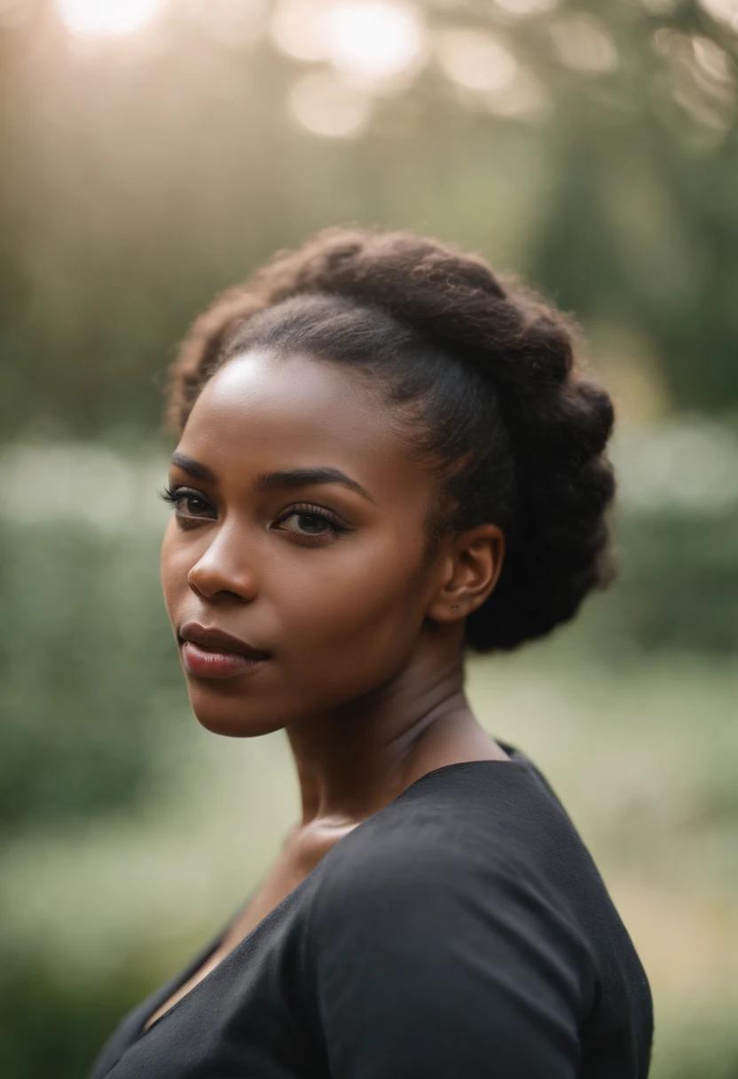 raw photo, (realistic:1.5), front view, centered, symmetric, (photo of head an breast:1.25), black woman in a white room, (white background:1.5), (skin texture:1.2), detailed, hd, 8k, soft light, film grain, perfect eyes, sharp, perfect focus, perfect anatomy, face focus