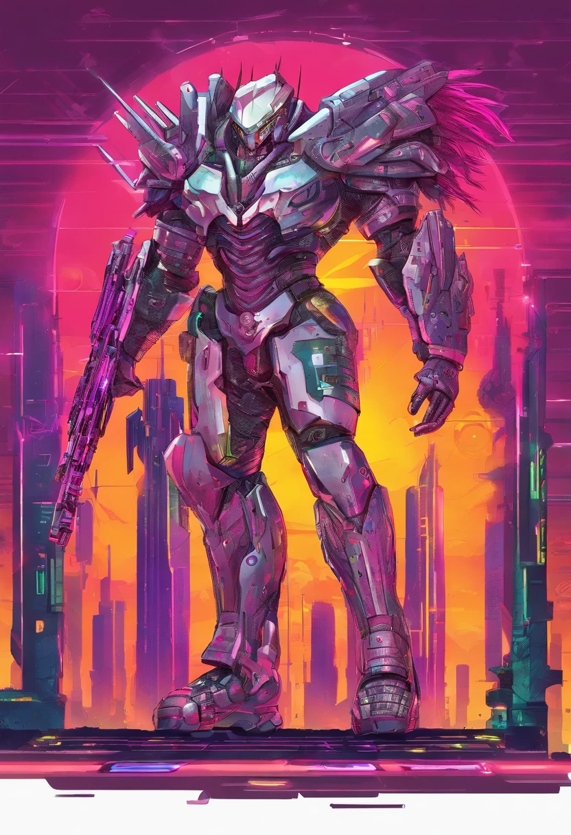 Predator,full bodyesbian,cyber punk perssonage,Silver-white armor,high-tech weapon