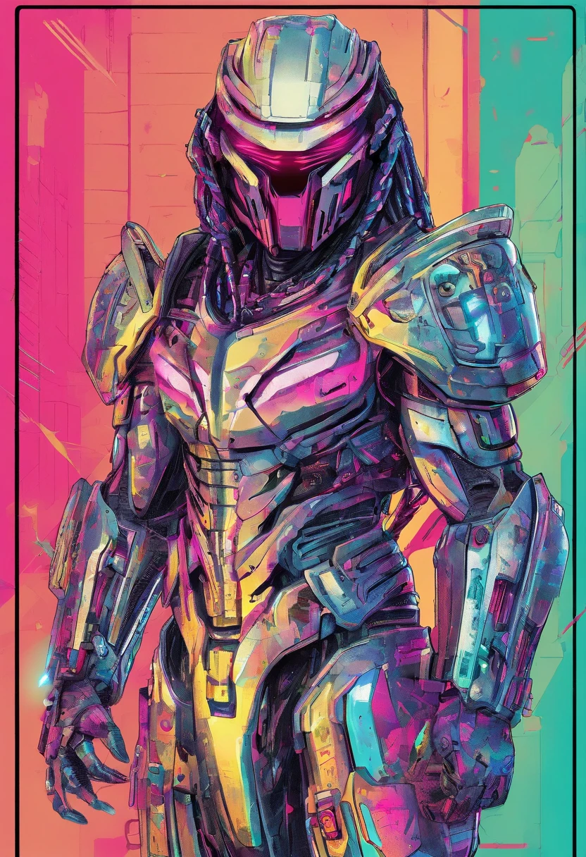 Predator,full bodyesbian,cyber punk perssonage,Silver-white armor,high-tech weapon