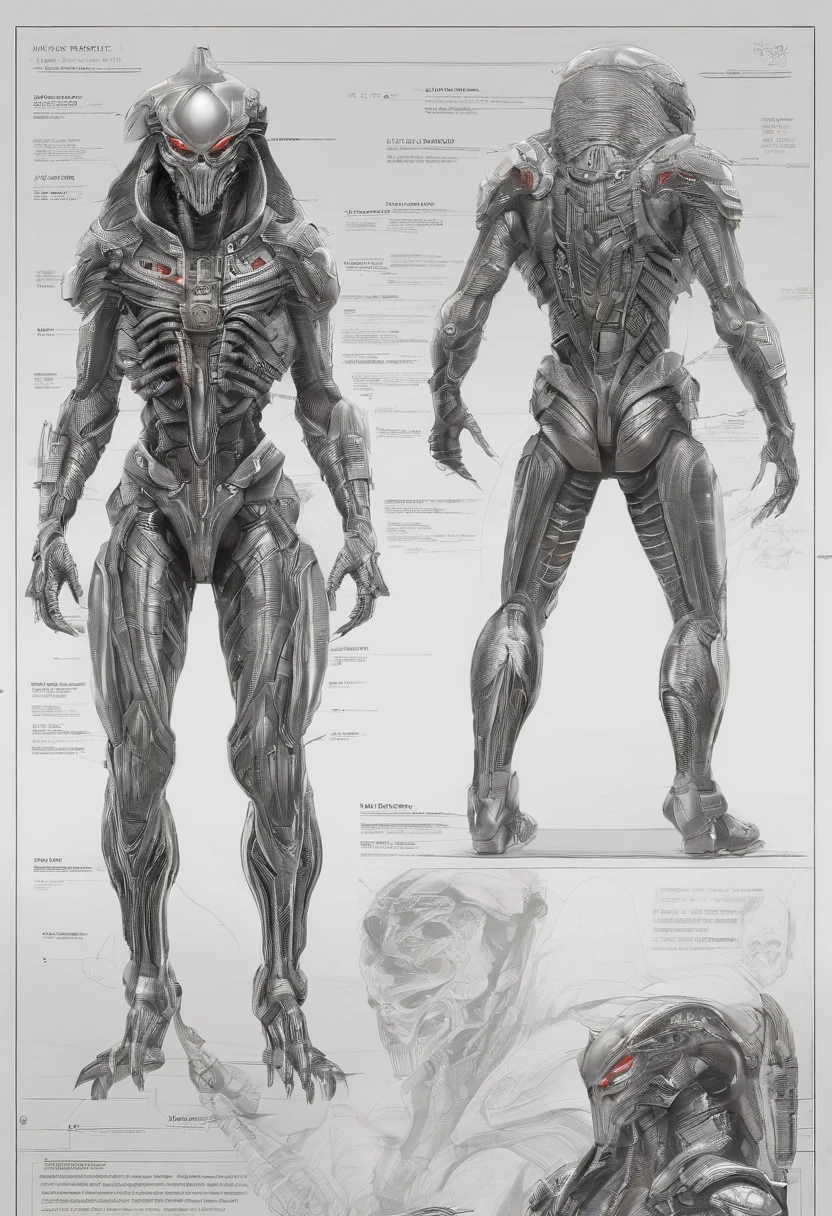 Predator，Whole body diagram，Silver-white armor