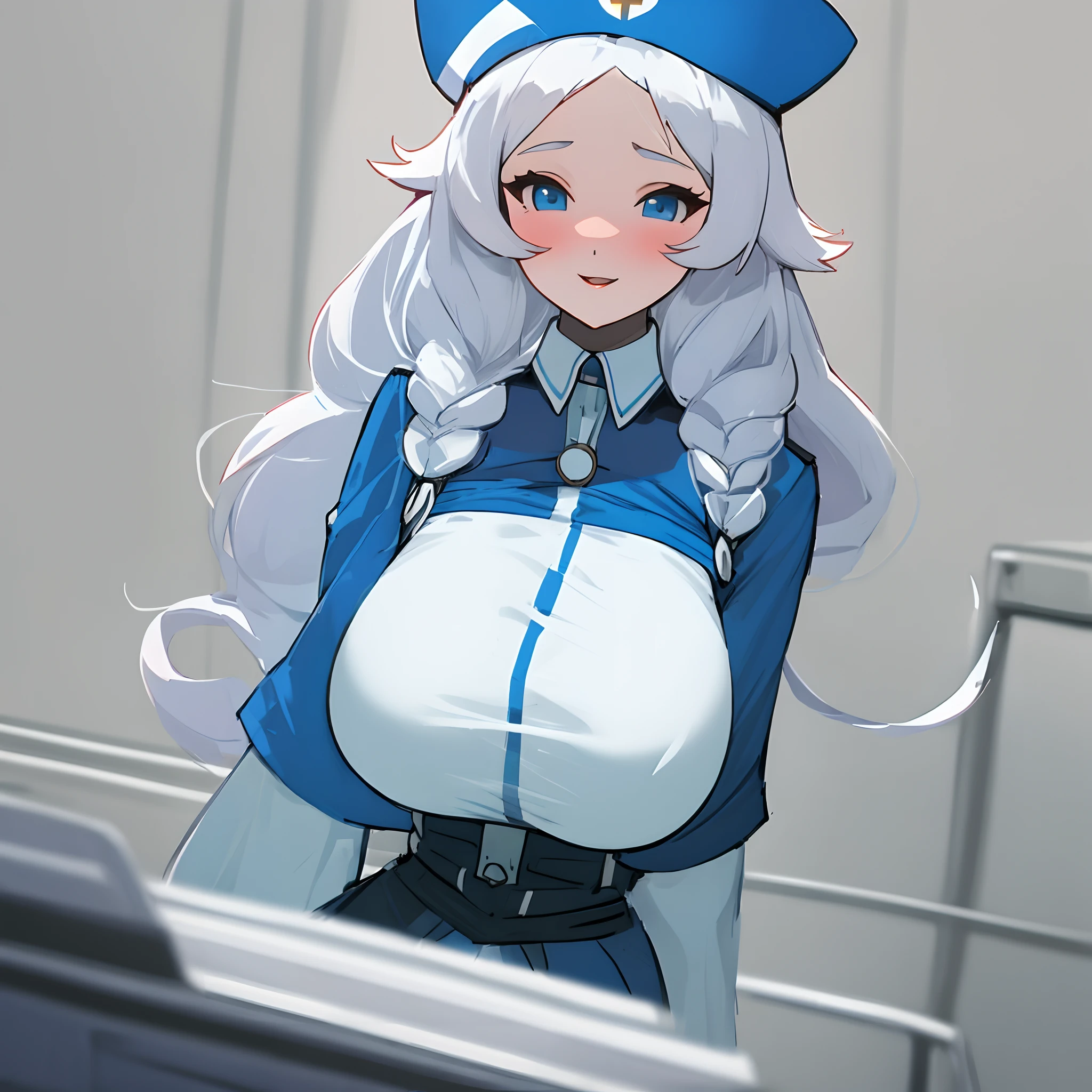 Half body girl wearing whitenurse uniform big boobs