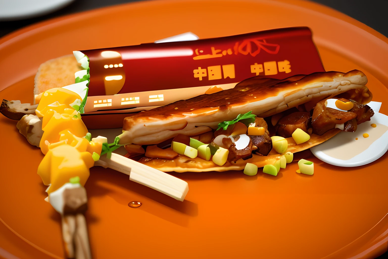 Generate a product image,Have an appetite,Full and rich,It is a breakfast food,Bone of the bone and flesh of the flesh,Fried meat skewers,Restaurant table