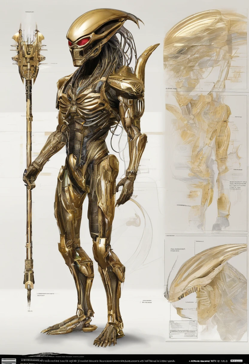 Predator，Whole body diagram，Golden armor，a sense of atmosphere