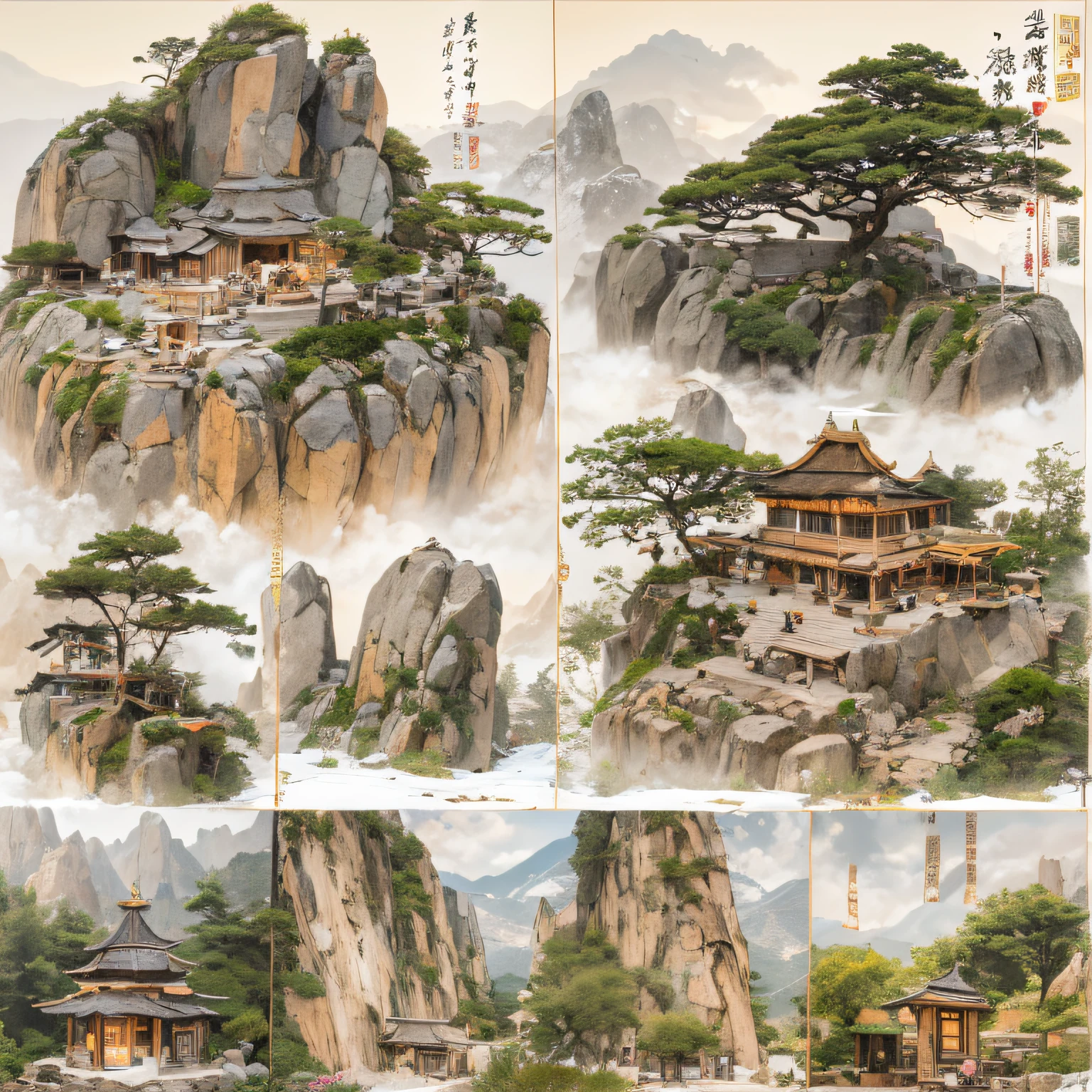 snowy peak(mont)Treasure House(kiosk)Near Lantian(village)，
Deadwood(hut)Three blankets(hali)One hole in the sky(boulders)。
Half Ridge(kiosk)Huacheng(kiosk)Wordless stone(stele)，
Wan Song(close)Snow Peak(pathway)There is dragon sleep(fang)。
Manjusri(tw)Ancient mirrors(tw)Jinao Bridge(bru),
Lohan(boulders)Tiyun(ridge)Elephant bone peak(kulmin)。
Incense stone(grind)free captive animals(chii)Pool dipping moon(chii)，
Wangzhou(kiosk)Zhuo Xi(izumi)Ying Chao Spring(izumi)。