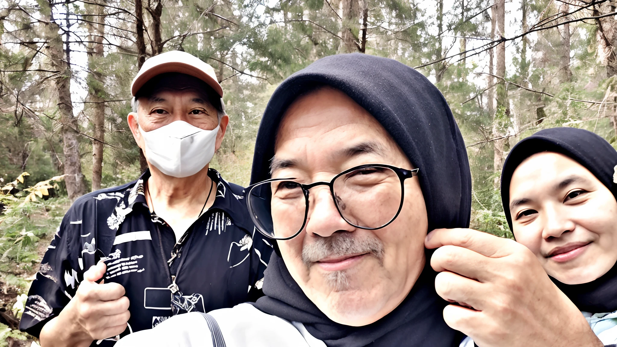 RAW photo, a portrait photo of 55 y.o man, traveler clothes, standing in the forest, natural skin, 8k uhd, high quality, film grain, Fujifilm XT3
