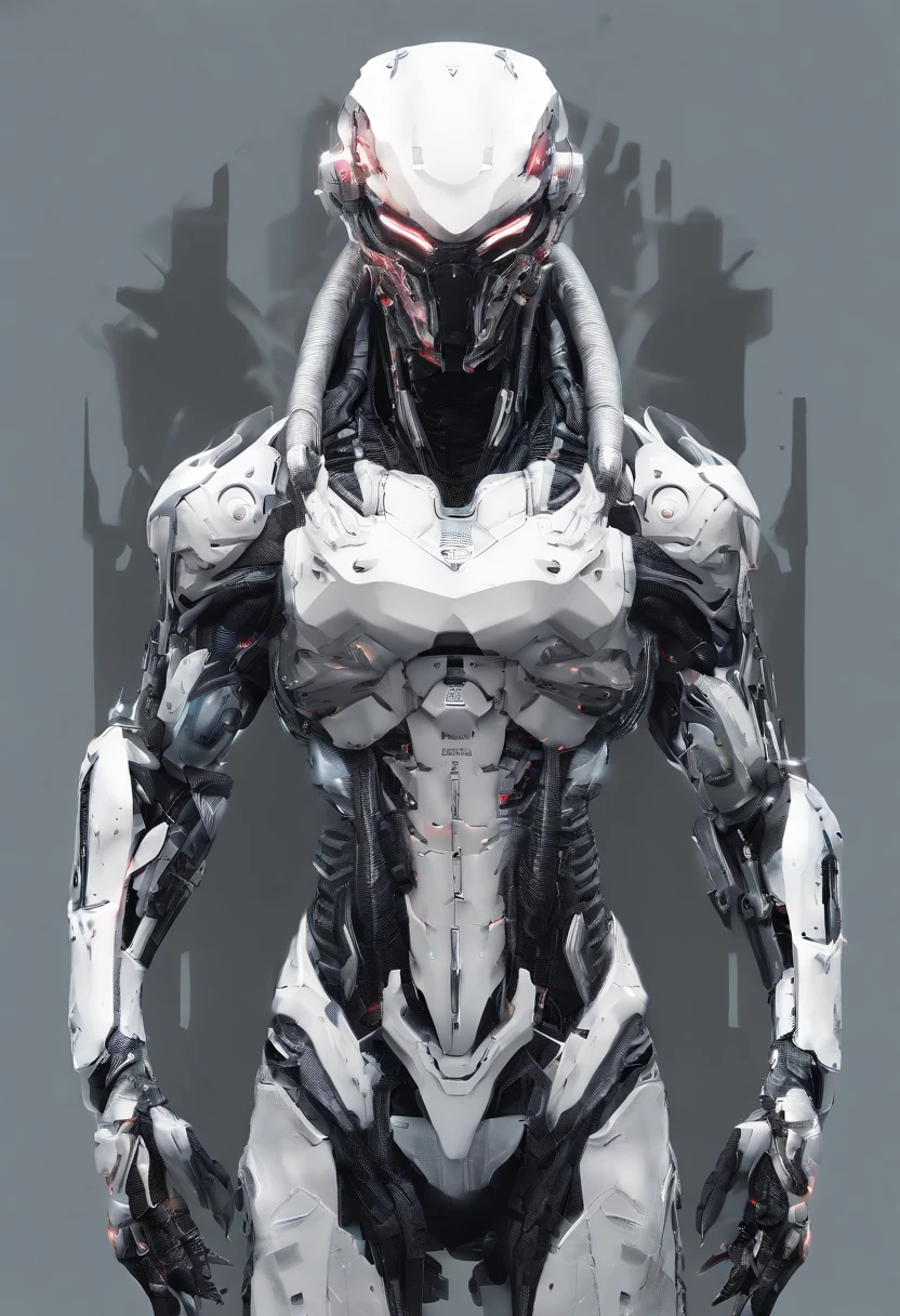 Predator,Whole body diagram,Silver-white armor,suitable background