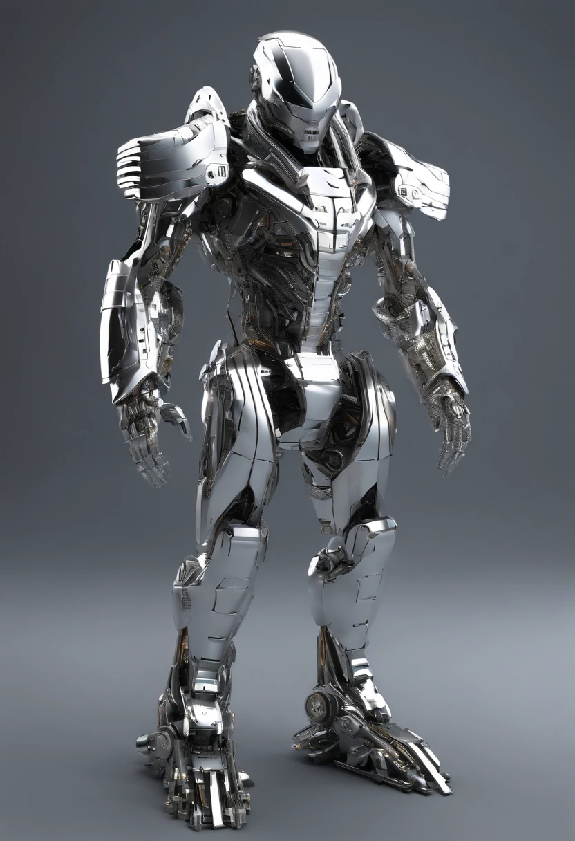 Predator,Whole body diagram,Silver-white armor,Authentic background