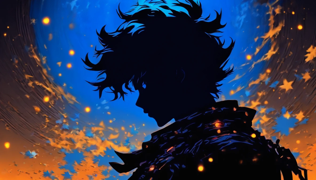 (Silhouette Art,cutouts:1.6) (((Paper cutting art,A world where only black exists:1.3) (Cowboy Shot),1 male,Solo, (space suits, profile:1.2),white, Clear and beautiful face,Romper (the blue moon) Textured glass background,SF World