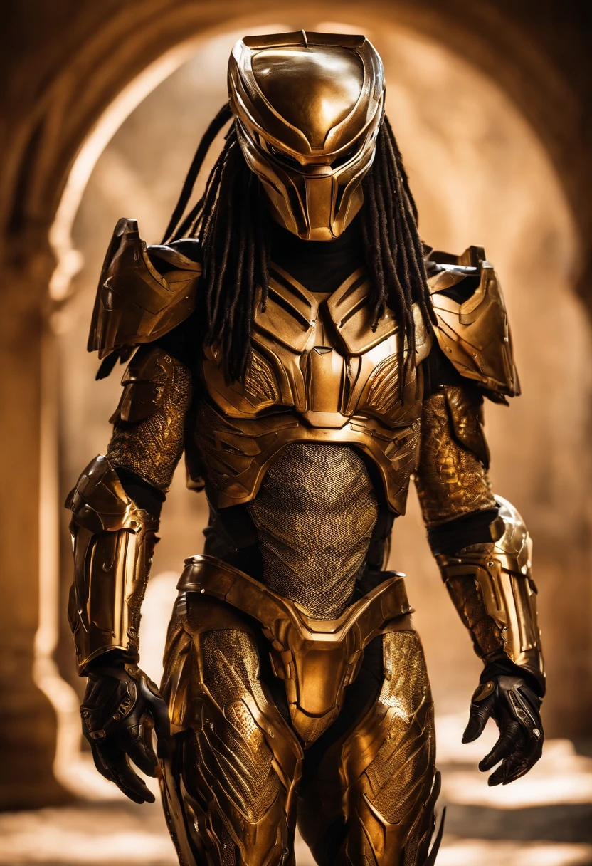 Predator,full bodyesbian,Gold high-tech armor