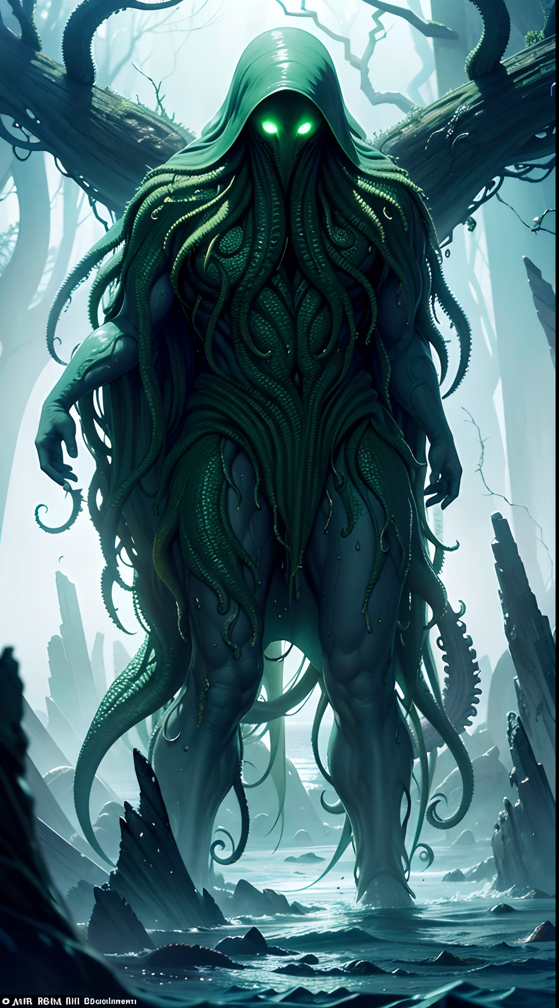 ((masterpiece, highest quality, Highest image quality, High resolution, photorealistic, Raw photo, 8K)), (people taking pictures of a giant creature with their cell phones), Giant female creature, big breasts, big butt, huge tentacles, lovecraftian background, lovecraftian atmosphere, giant cthulhu, huge creature, gigantic cthulhu, giant ethereal creature, eldritch being, lovecraftian monster, giant tentacles, an ominous fantasy illustration, looming creature with a long, nyarlathotep, lovecraftian landscape, 