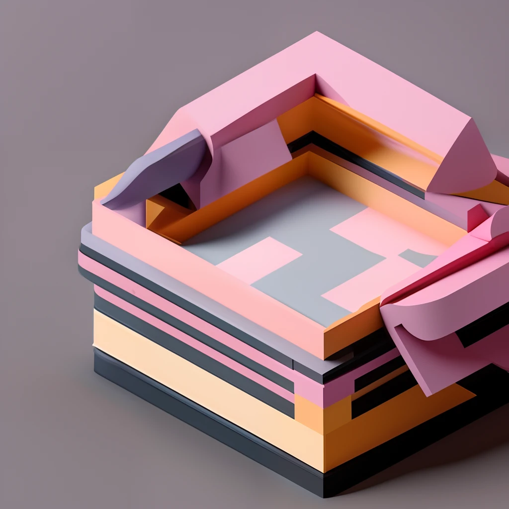 some block with chain around pastel pink orange color technology modern