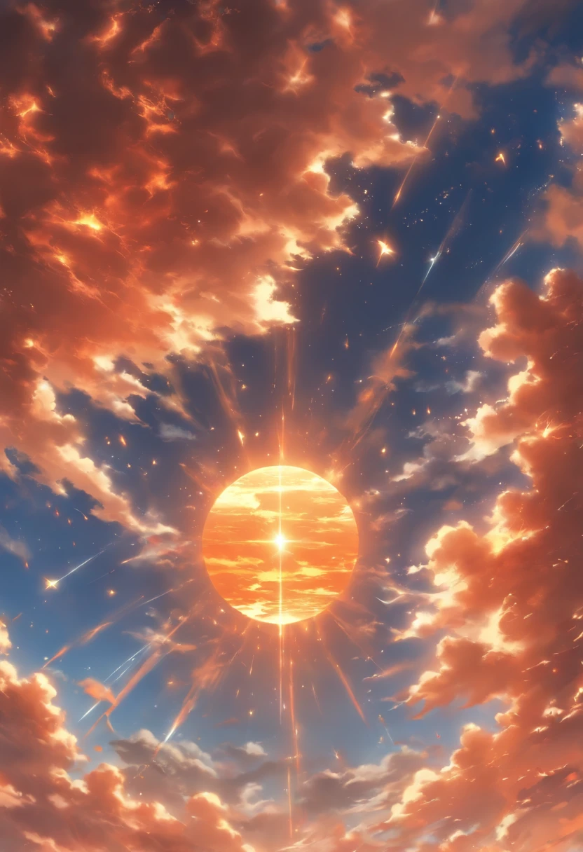 In the sky,There are ten suns,Shines brightly。 Completely realistic,Full high resolution, Well made,detail-rich.中景 the scene is