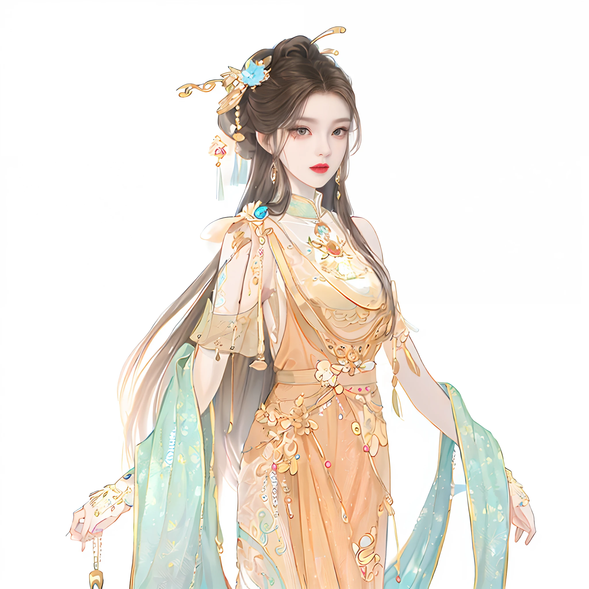 Western girl,Works of masters,Best picture quality,Higher quality,high detal, 超高分辨率, 8K分辨率, depth of fields, cinematic photogtaphy, intricately details, carefully, meticuloso, glorious, max detail, extreme beautiful, (((1girll, 独奏))), 18yr old, long whitr hair, brunette color hair, white skinned, A picture, tmasterpiece, (Best picture quality), Higher quality, high detal, 超高分辨率, in a panoramic view, Exquisite facial features, s the perfect face
