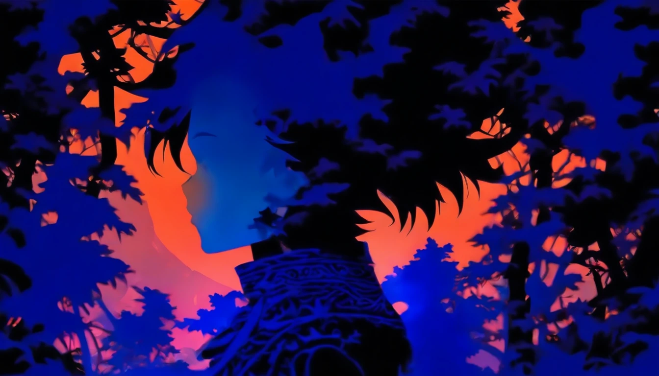 (Silhouette Art,cutouts:1.6) (((Paper cutting art,A world where only red exists:1.3) (Cowboy Shot),1 male,Solo, (space suits, profile:1.2),white, Clear and beautiful face,Romper (the blue moon) Textured glass background,SF World