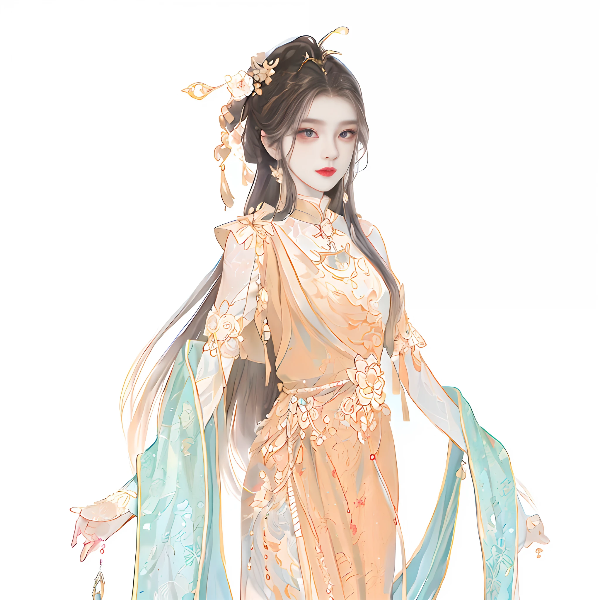 Western girl,Works of masters,Best picture quality,Higher quality,high detal, 超高分辨率, 8K分辨率, depth of fields, cinematic photogtaphy, intricately details, carefully, meticuloso, glorious, max detail, extreme beautiful, (((1girll, 独奏))), 18yr old, long whitr hair, brunette color hair, white skinned, A picture, tmasterpiece, (Best picture quality), Higher quality, high detal, 超高分辨率, in a panoramic view, Exquisite facial features, s the perfect face