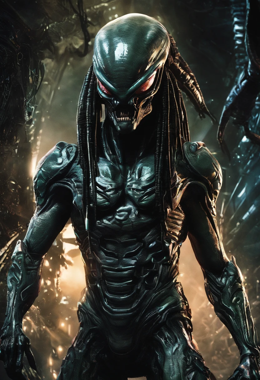 Predator,full bodyesbian,Authentic background,action