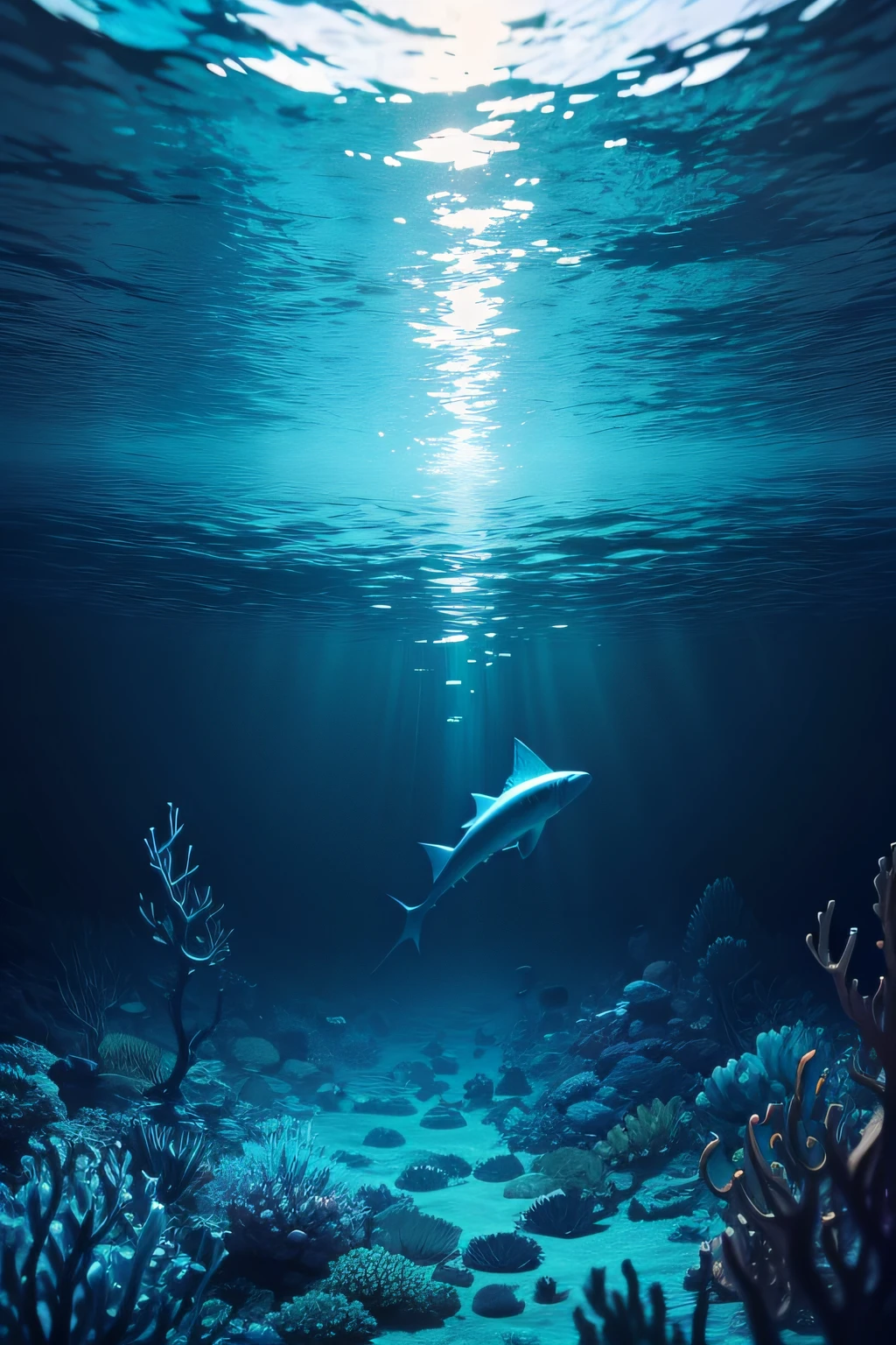 Deep blue underwater world