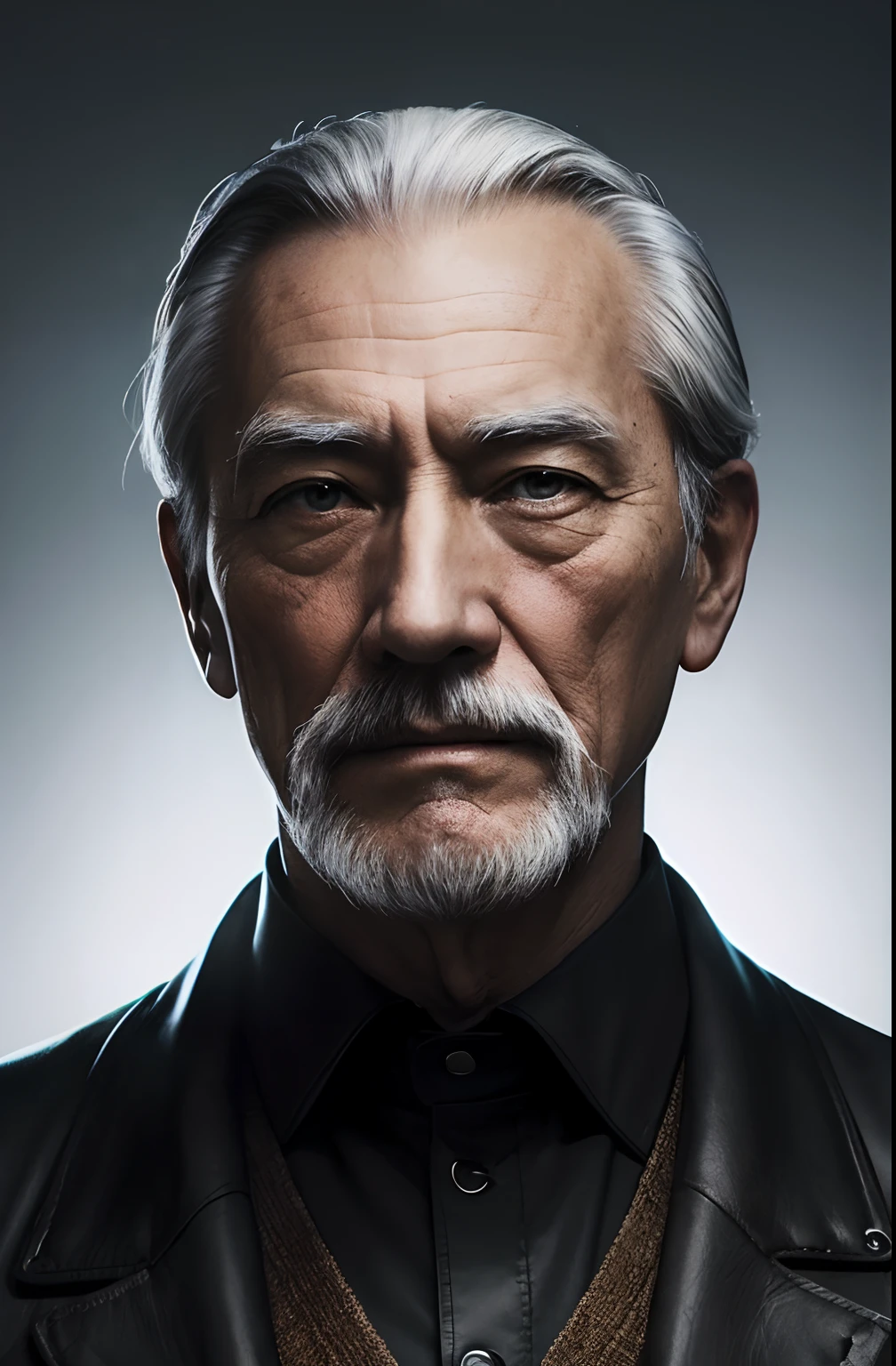 Old gentleman in black riding boots,with a goatee,The light source is in the upper left corner。