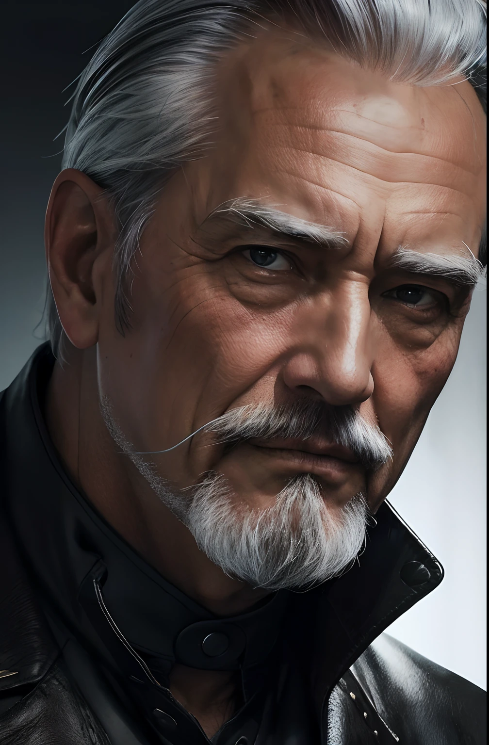Old gentleman in black riding boots，with a goatee，The light source is in the upper left corner。