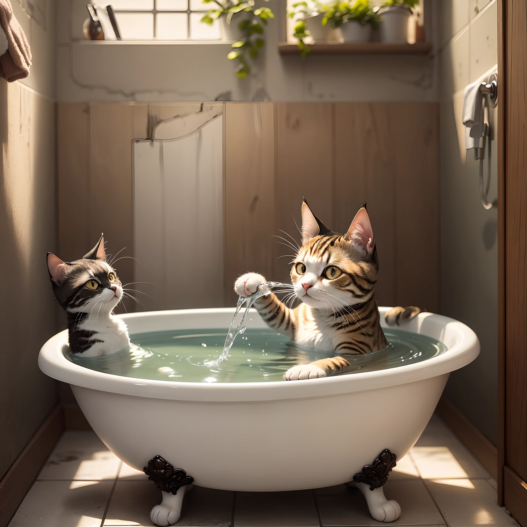 Cat Bath, masterpiece, super detail, best quality --auto --s2