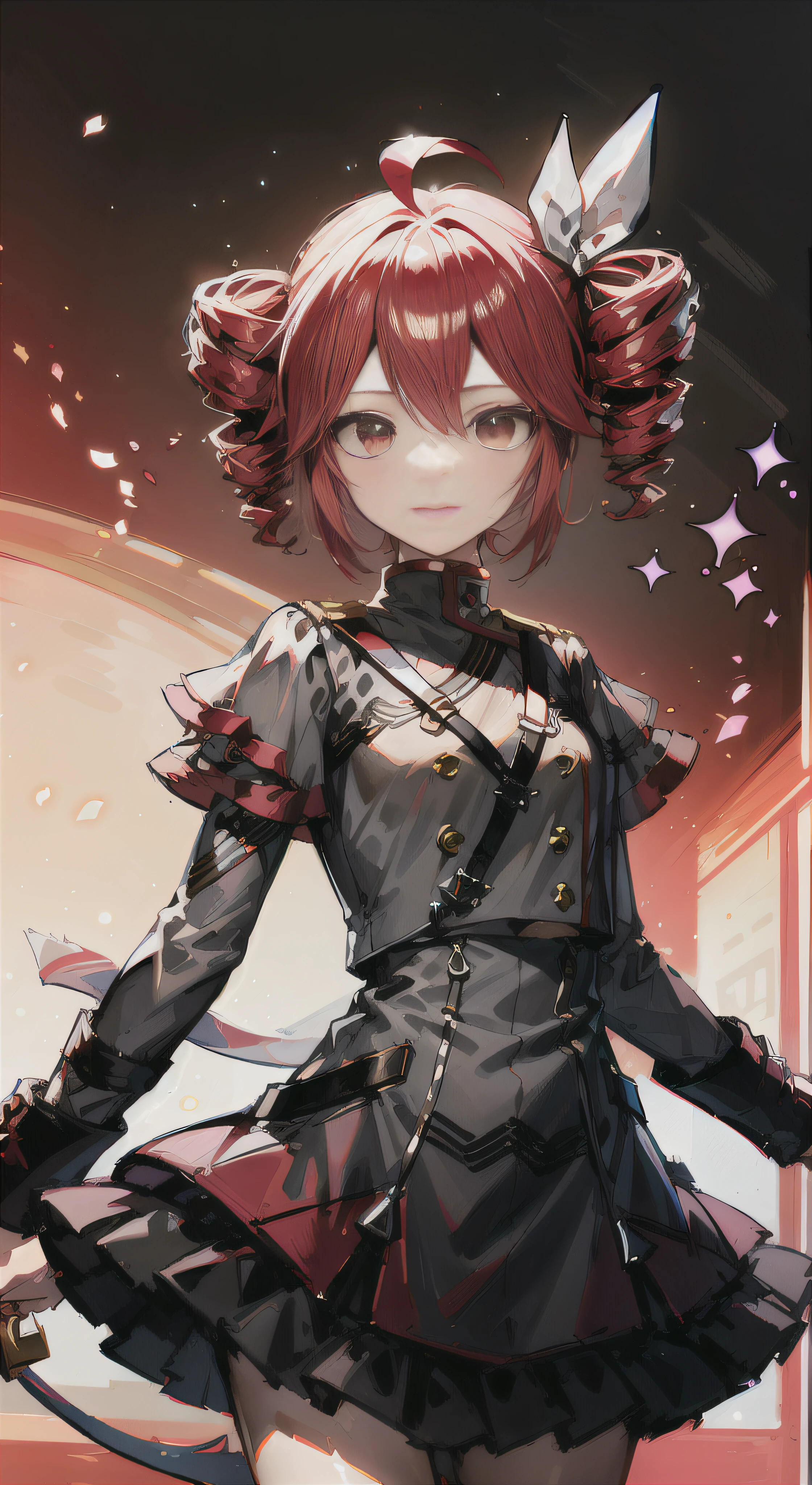 Anime girl with red hair and bow in dress, demon slayer rui fanart, Female protagonist 👀 :8, from arknights, shalltear bloodfallen, Rin, demon slayer artstyle, Female protagonist, armor girl, Ayaka Genshin Impact, cushart krenz key art feminine, [[[[grinning evily]]]]