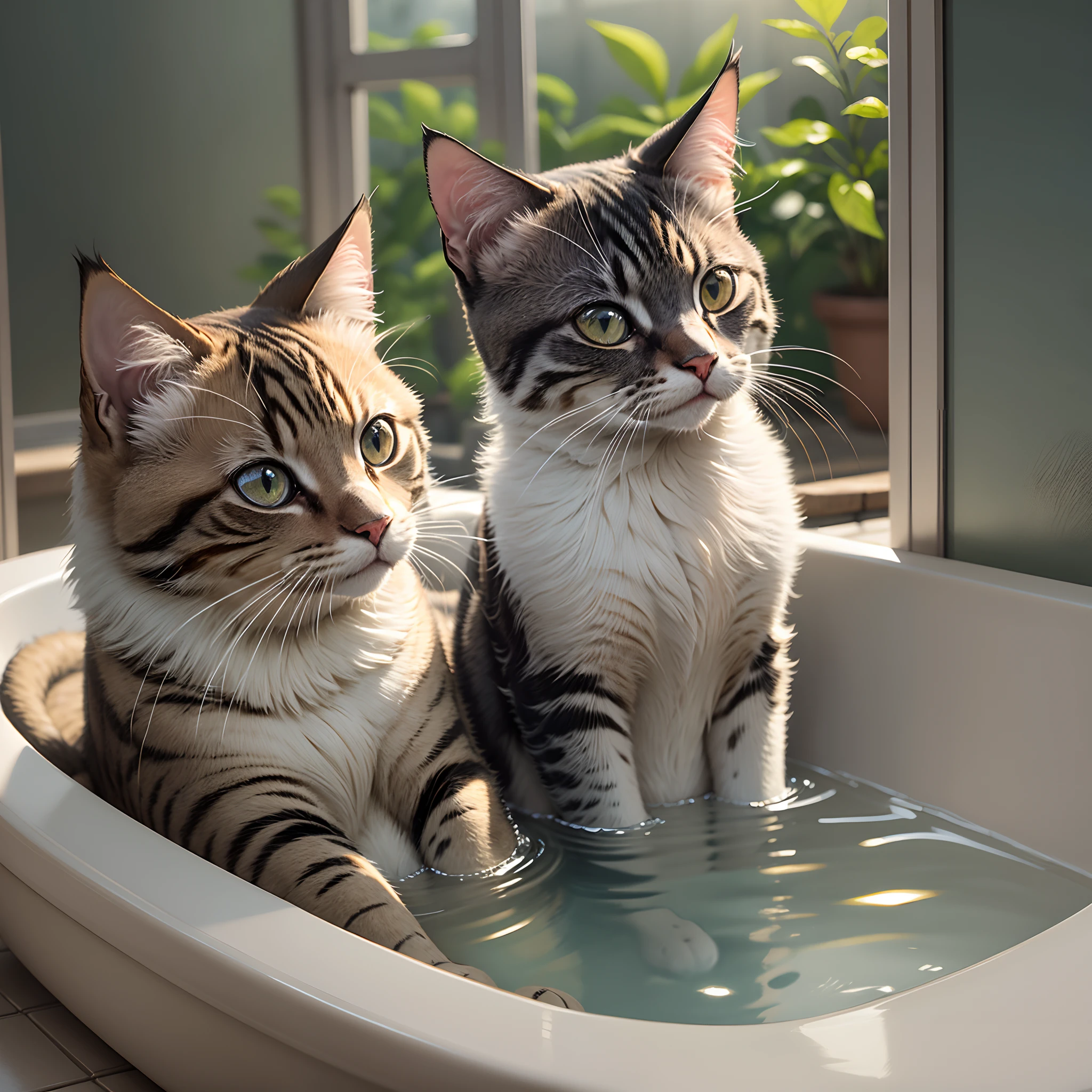 Cat Bath, masterpiece, super detail, best quality --auto --s2