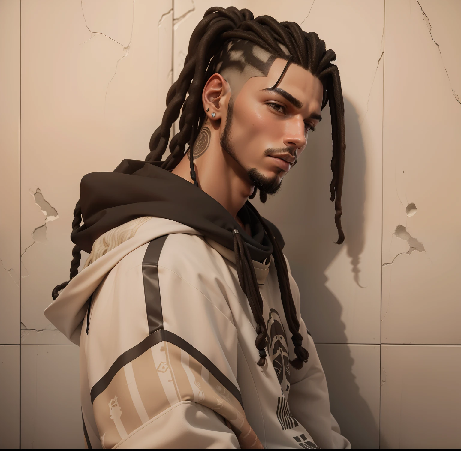 3d, homem, garoto, cabelo com dreads, moreno,
